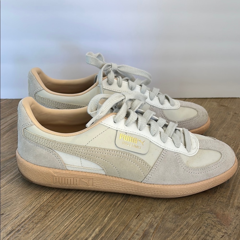 Puma Women's White and Tan Sneakers